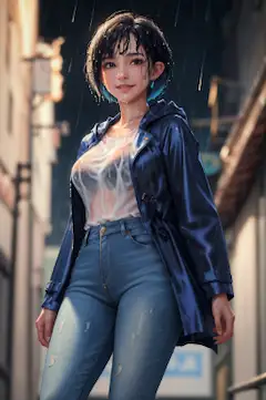雨に濡れて