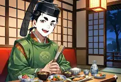 【扇子】男二人、料亭での密談