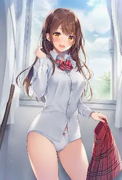 朝の陽光に輝く制服少女
