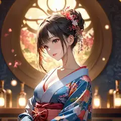 花舞う宵の浴衣美人
