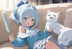 猫とじゃれ合いっこ