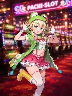 パチスロ店で輝くカエル少女
