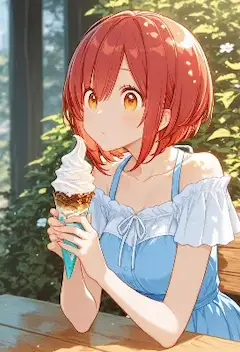 森の木漏れ日と溶けゆくアイス