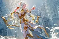 氷の宮殿で祝杯を上げる銀髪の舞姫