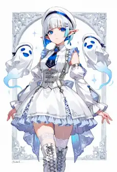 白いドレスの少女と幽霊の仲間たち