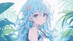 ジャングルの泉に微笑む水の少女
