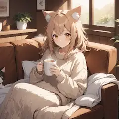 猫耳少女と黒猫のぬくもり午後