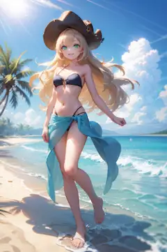 水着のうちの娘たち（じつは海賊の頭）