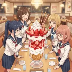 巨大パフェに挑戦！