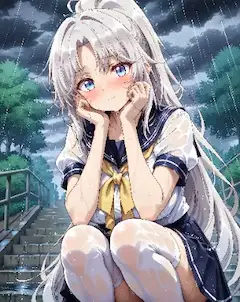 銀髪ポニー　セーラー服