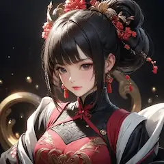 紅蓮の華に彩られた美女
