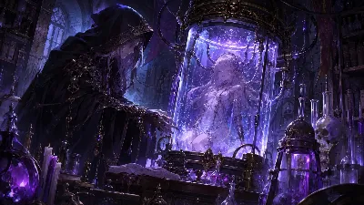 紫の光に包まれた少女