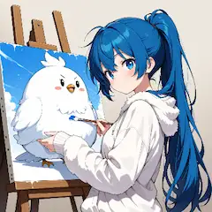 白い鳥を描くピクシブたん