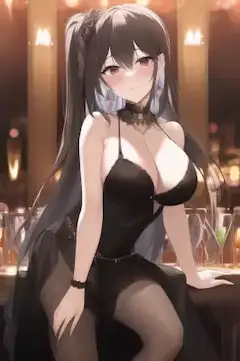 黒髪ドレスのキャバ嬢