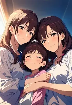 三姉妹の温もり溢れる夕暮れ