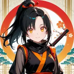黒髪の女忍者と富士桜