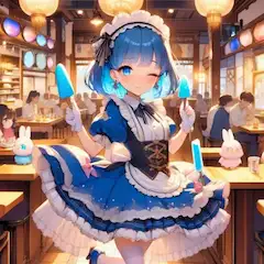青髪メイドの甘いアイス誘惑