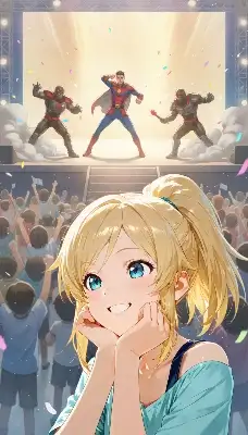 ヒーローステージを見つめる少女