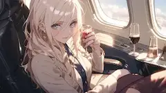 lady in airplane