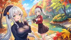 紅葉の小道で交わす姉妹の約束
