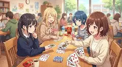 放課後の図書室でカードゲーム