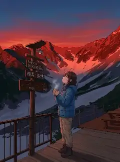 涸沢小屋にて
