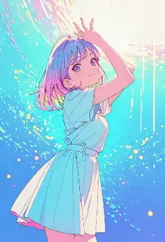 虹色の渦巻く夢を掴む少女