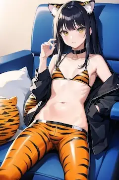 虎被った女性