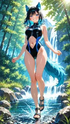 🐺 モノキニ大好き！ 〜これ水着だろ？ じゃあ川入っていいよな！〜👙🐺💙