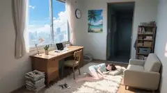 陽光の部屋で眠る少女