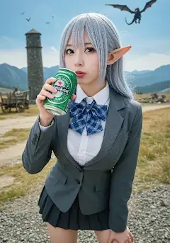 銀髪エルフの禁断の一杯