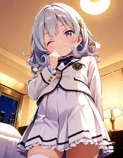今日のロリ白ブレザー美少女♥