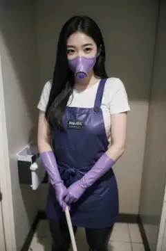 トイレ掃除のお姉さん(ガスマスク・紫)