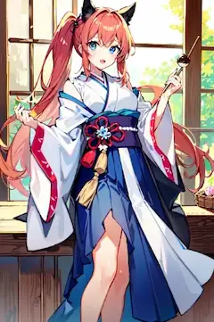 和装のスカートとお団子