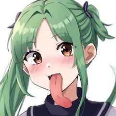 舌を出した緑髪の少女