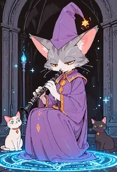 魔法の調べに導かれる猫の夜