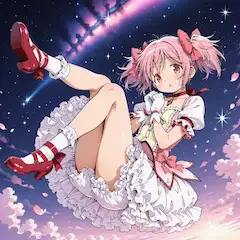 星空に舞うピンクのリボン