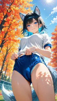 🐺 ブルマの秋② 〜ウル子、青ブルマをぐいっと上げる〜🍁