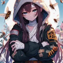 ジャケットを着た包帯の女の子