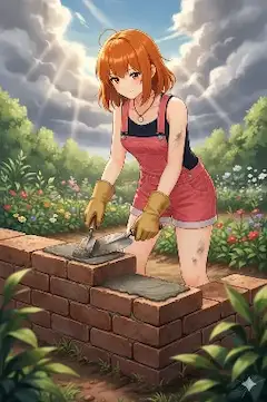 陽光の下の少女職人