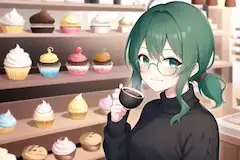 カップケーキと丸眼鏡