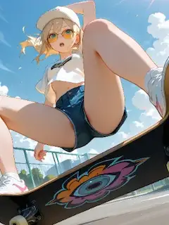 スケボー少女の爽快ジャンプ