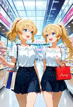 双子の笑顔が輝くショッピングデー