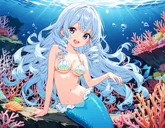 サンゴ礁とマーメイドちゃん