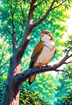 森の小さな歌い手と朝の調べ