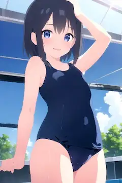 OPAL黒髪ショートスクール水着さん(ちちぷい生成機能)