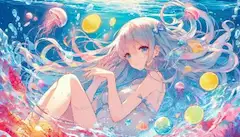 海に沈む少女と海月