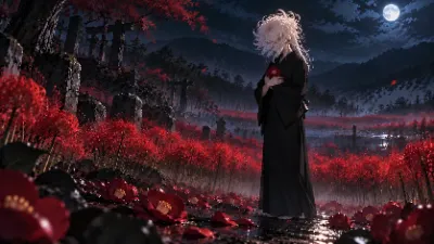 椿と白菊