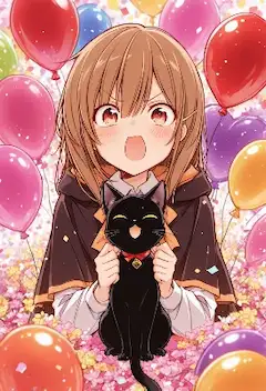 魔法少女と黒猫の風船パーティー