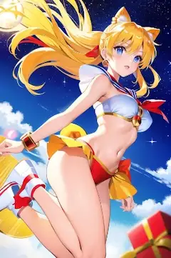 美少女戦士セーラーヴィーナスのサンタビキニ水着仕様をＡIさんに描いてもらいました